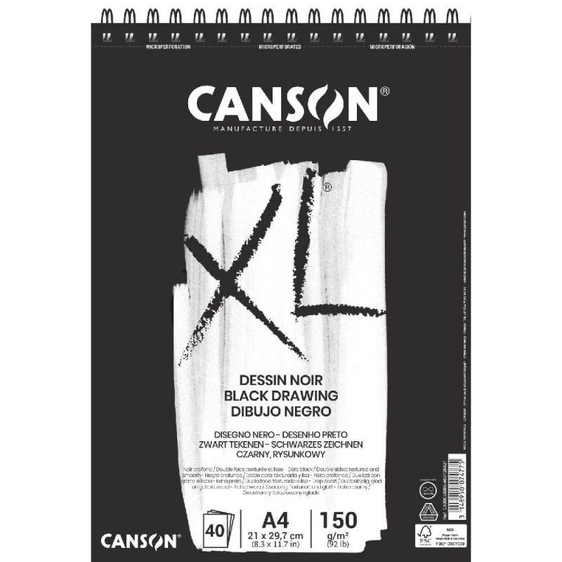 canson-xl-dessin-noir-a4-150g Album XL Dessin Noir A4 150G 40F CANSON – Image 1