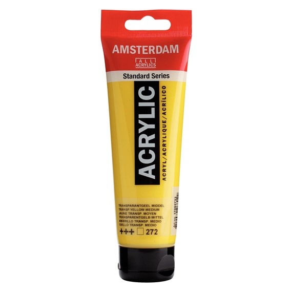 standard-series-acrylique-tube-120-ml-jaune-transparent-moyen-272-amsterdam- Acrylique Tube 120 ML Jaune Transparent Moyen 272 AMSTERDAM – Image 1