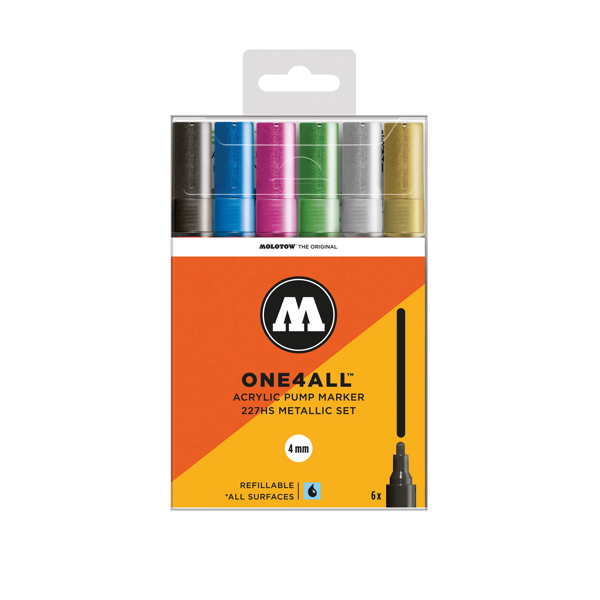 NB Pochette de 6 Marqueur Acrylique Métallique SET 4MM ONE4ALL MOLOTOW – Image 1