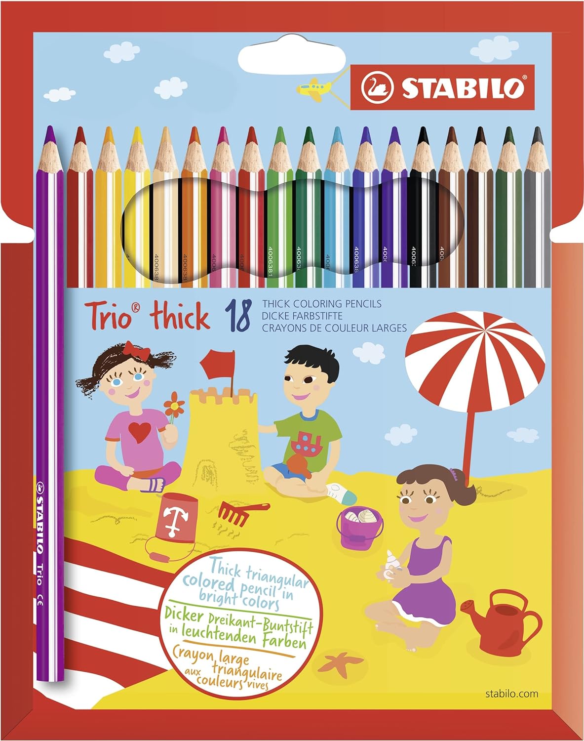 18ccc Pochette Crayons de 18 couleur Trio triangulaires STABILO – Image 1