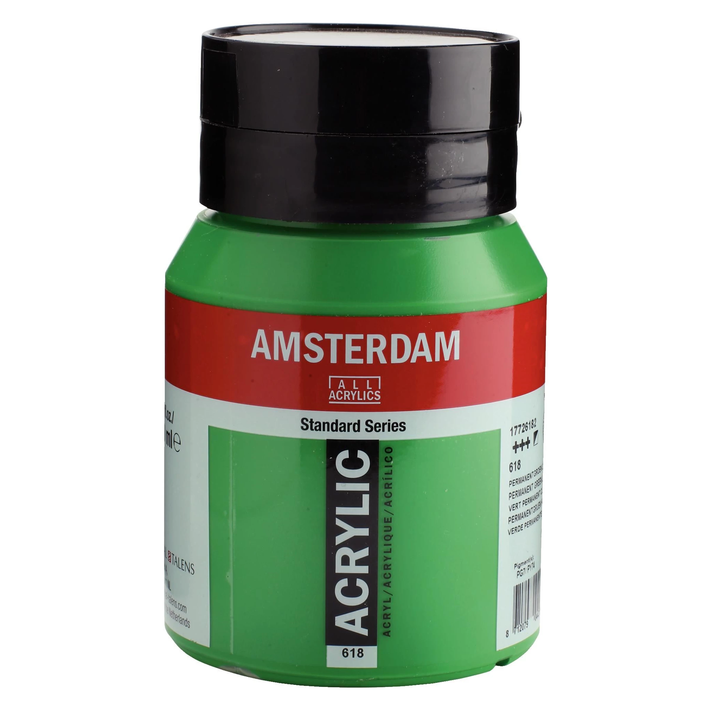 500-618 Acrylique Pot 500 ML Vert permanent clair 618 AMSTERDAM – Image 1