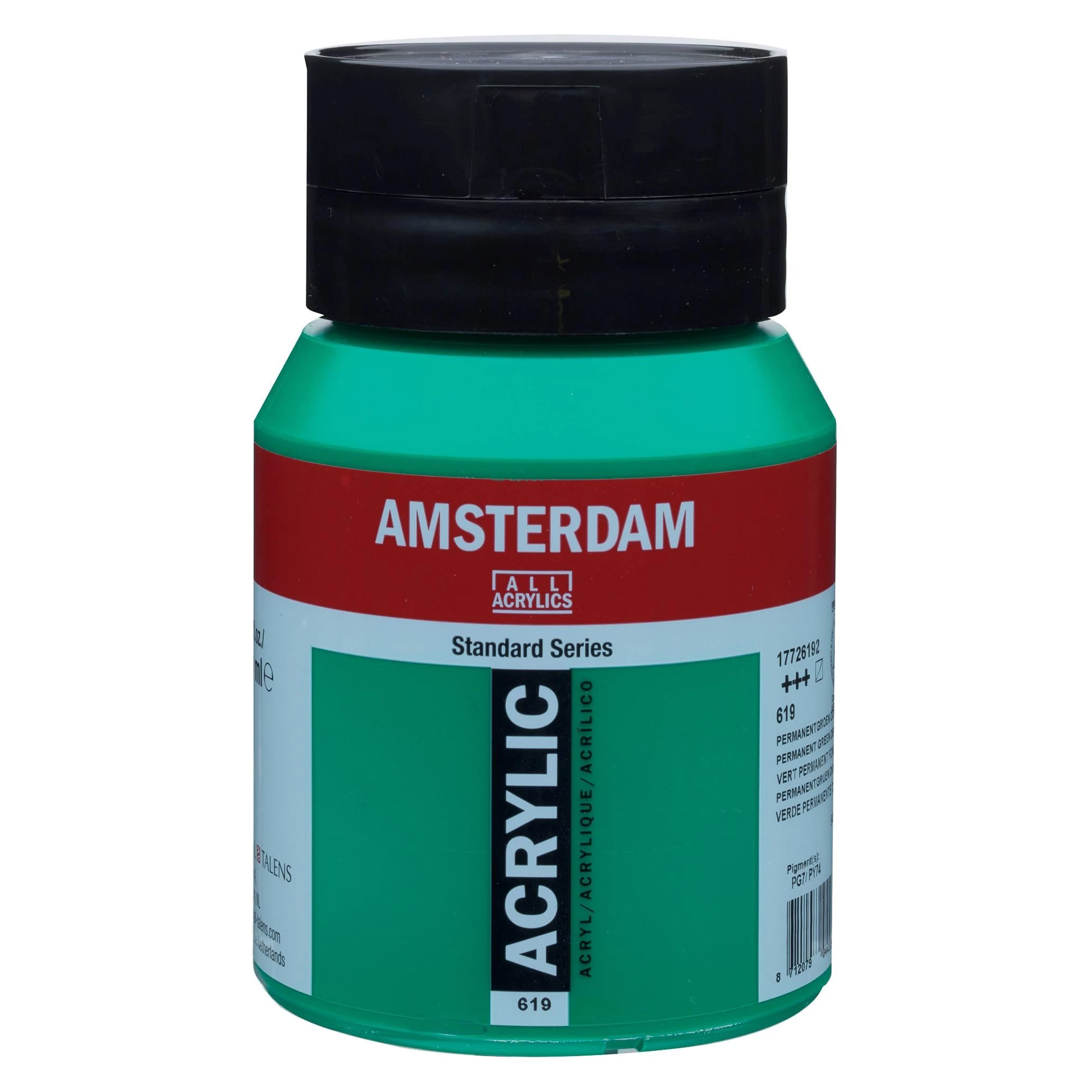 500-619 Acrylique Pot 500 ML Vert foncé permanent 619 AMSTERDAM – Image 1