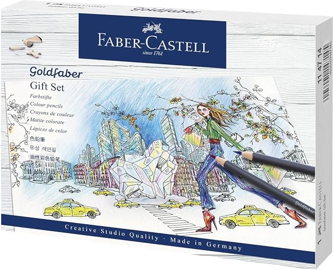 71+ovXYkvCL._AC_SX679_ Boite Crayons de 17 Couleur Goldfaber colour Pencils Gift Set FABER-CASTELL – Image 1