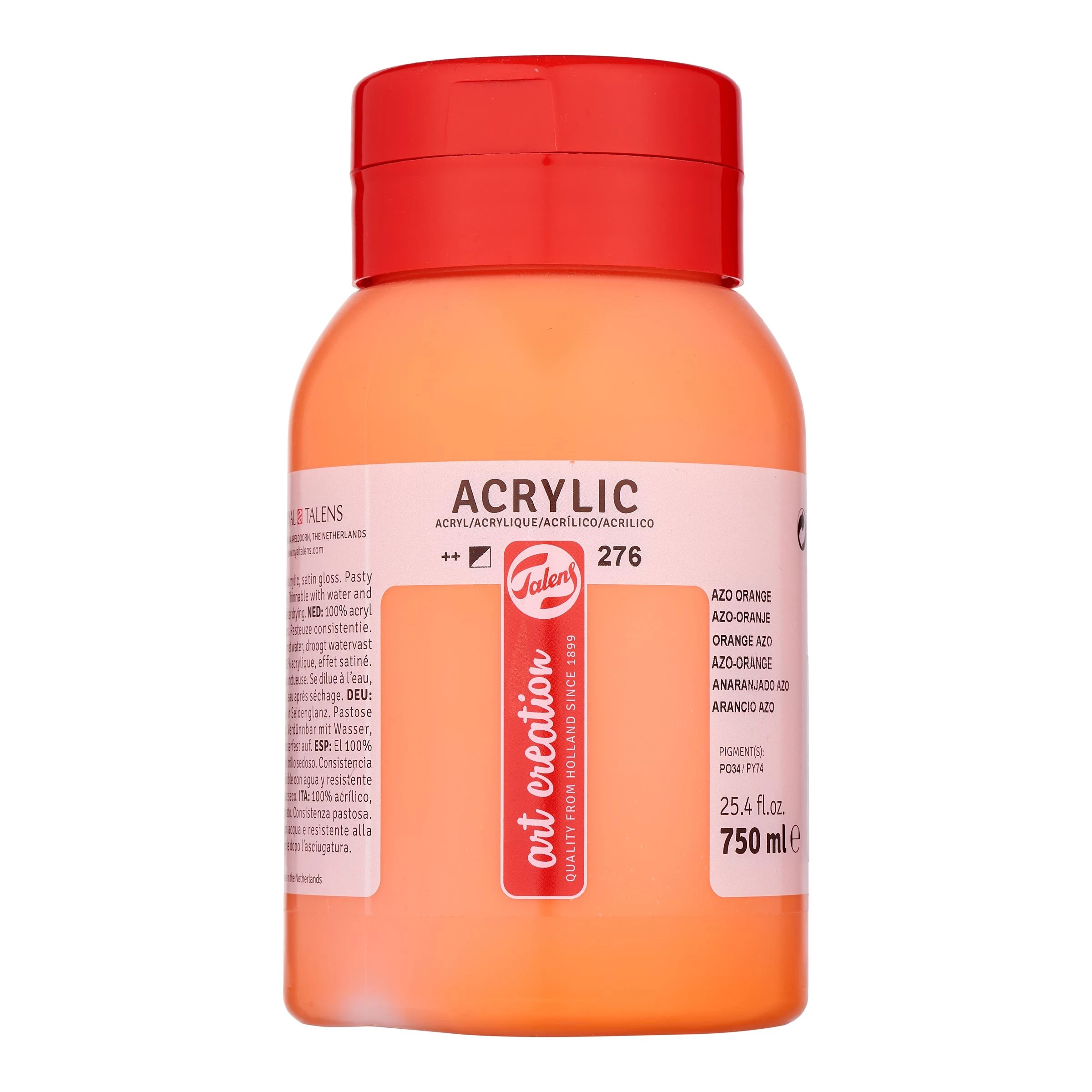 750-276 Acrylique Pot 750ML Orange Azo 276 ART CREATION TALENS – Image 1