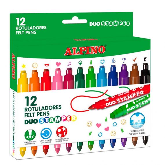 ALPINOI Pochette Feutre de 12 Couleur DUO Stamper ALPINO – Image 1