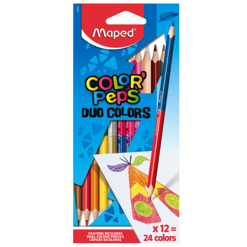 CC1 Pochette Crayons de 24 Couleur 12 Pieces Bicolores MAPED – Image 1