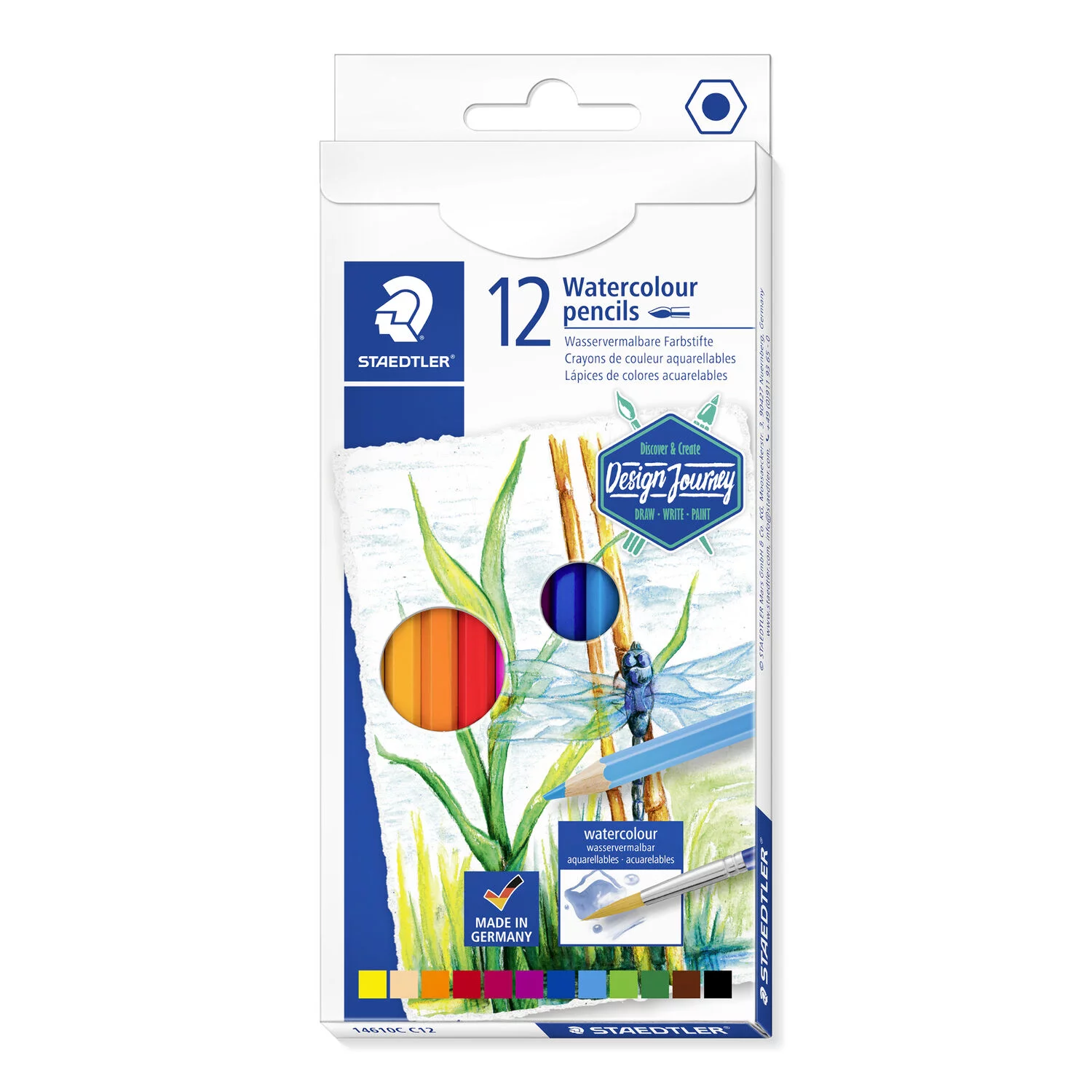 FFFFFFFF Pochette Crayons aquarellable de 12 Couleur hexagonal Watercolour Pencils STAEDTLER – Image 1