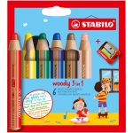 Boite de 6 crayons de couleur  woody 3 in 1 STABILO