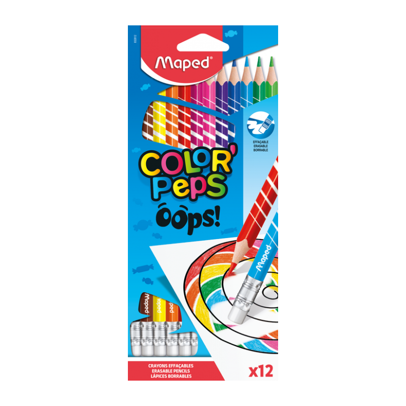 coops&1 Pochette Crayons de 12 couleur effaçables MAPED – Image 1
