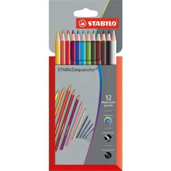 crayon couleur aquarellable Pochette Crayon de 12 couleur aquarellable Aquacolor STABILO – Image 1