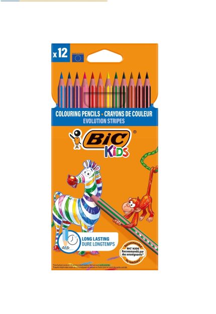 Pochette Crayons de 12 couleurs EVOLUTION Stripes  BIC
