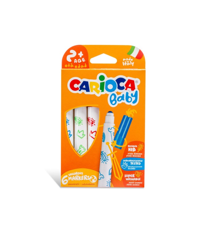 hgh Pochette Feutres de 6 Couleur Dés 2 Ans Baby CARIOCA – Image 1