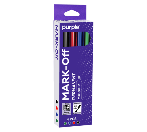 mpurple Pochette de 4 couleur Marqueurs Permanent MARK-OFF PURPLE – Image 1