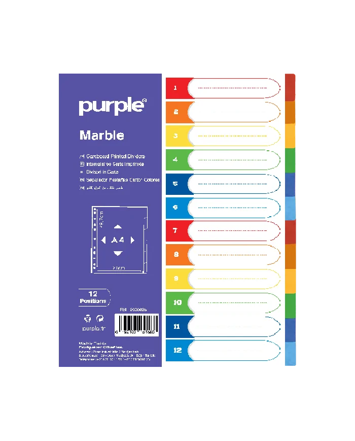 MPP Jeu D'intercalaires de 12 Cartonnée OFFICE PLAST PURPLE – Image 1