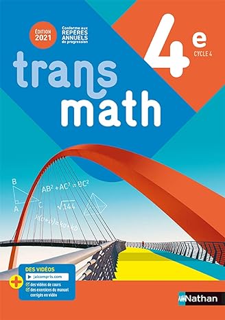 TR TRANS MATH 4E Livre de l'élève édition: NATHAN – Image 1