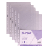Paquet de 100 Pochettes transparentes Perforées pour classeur PURPLE