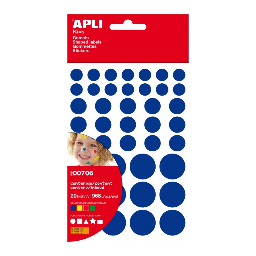 e814eb252c8fb1e0f62c4d499712836c882dd402_00706 Gommettes formes géométriques permanentes jaune, bleu, rouge et vert 20 feuilles APLI – Image 1