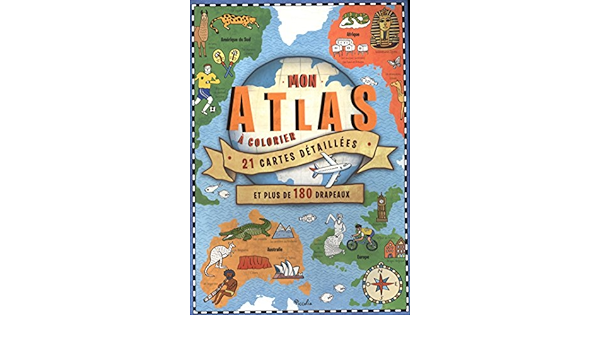 ATLAS Mon Atlas a Colorier 21 Cartes Détaillées et Plus de 180 Drapeaux A3 – Image 1