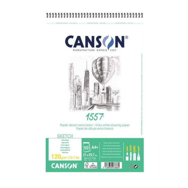 album-canson-a4-1557-papier-a-dessin-120gm- Album Papier Dessin Extra Blanc 1557 A4 120G 50F CANSON – Image 1