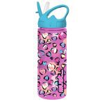 Bouteille d’eau en plastique 500 ml avec paille Transparent Motif Rose Must
