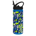 Bouteille d'eau en plastique 500 ml avec paille Transparent Motif Bleu Must