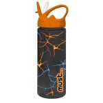 Bouteille d’eau en plastique 500 ml avec paille Transparent Motif Noir Must
