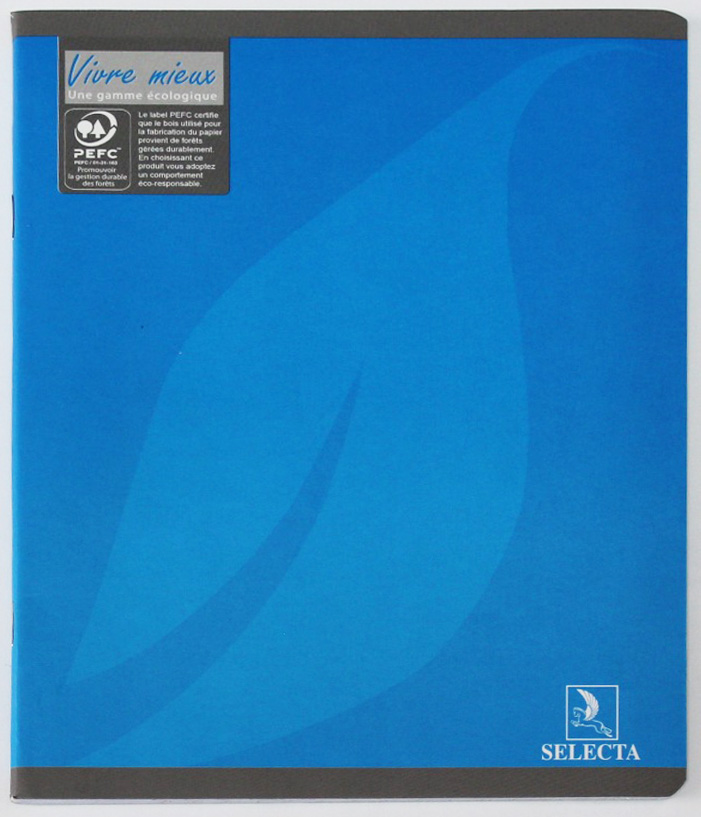 165 Cahier Piqure 17×22 64P 90G Couverture pelliculée lavable Selecta – Image 1