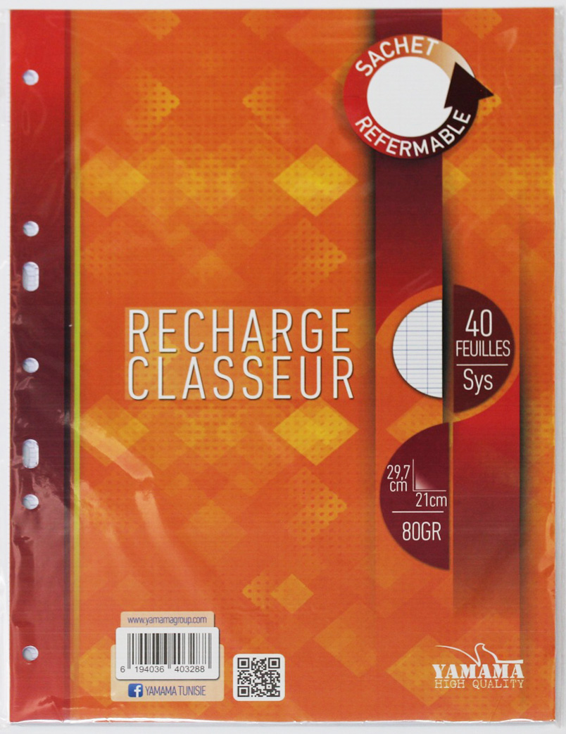 181 Recharge classeur A4 40P 80G YAMAMA – Image 1