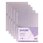 Paquet de 50 Pochettes transparentes Perforées pour classeur PURPLE