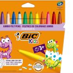 Carton de 12 Feutres de Coloriage à Pointe Large, Lavables, Couleurs Assorties  BIC Kids Visacolor XL