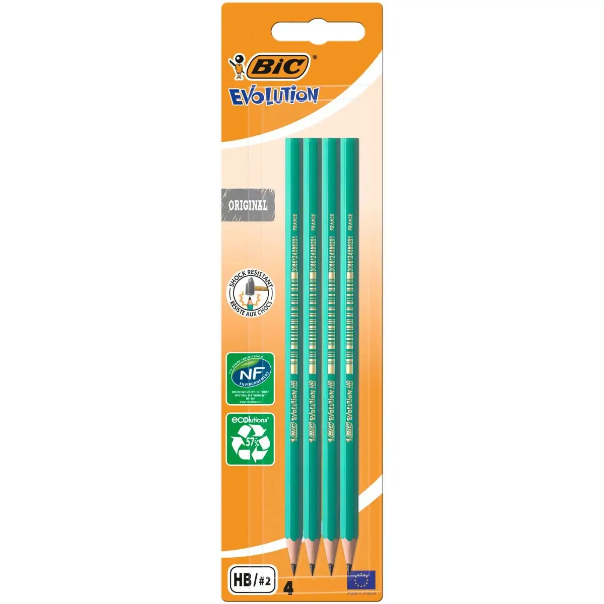 8902764_3270220000167_01 Blister de 4 Crayons Noir Evolution Original BIC – Image 1