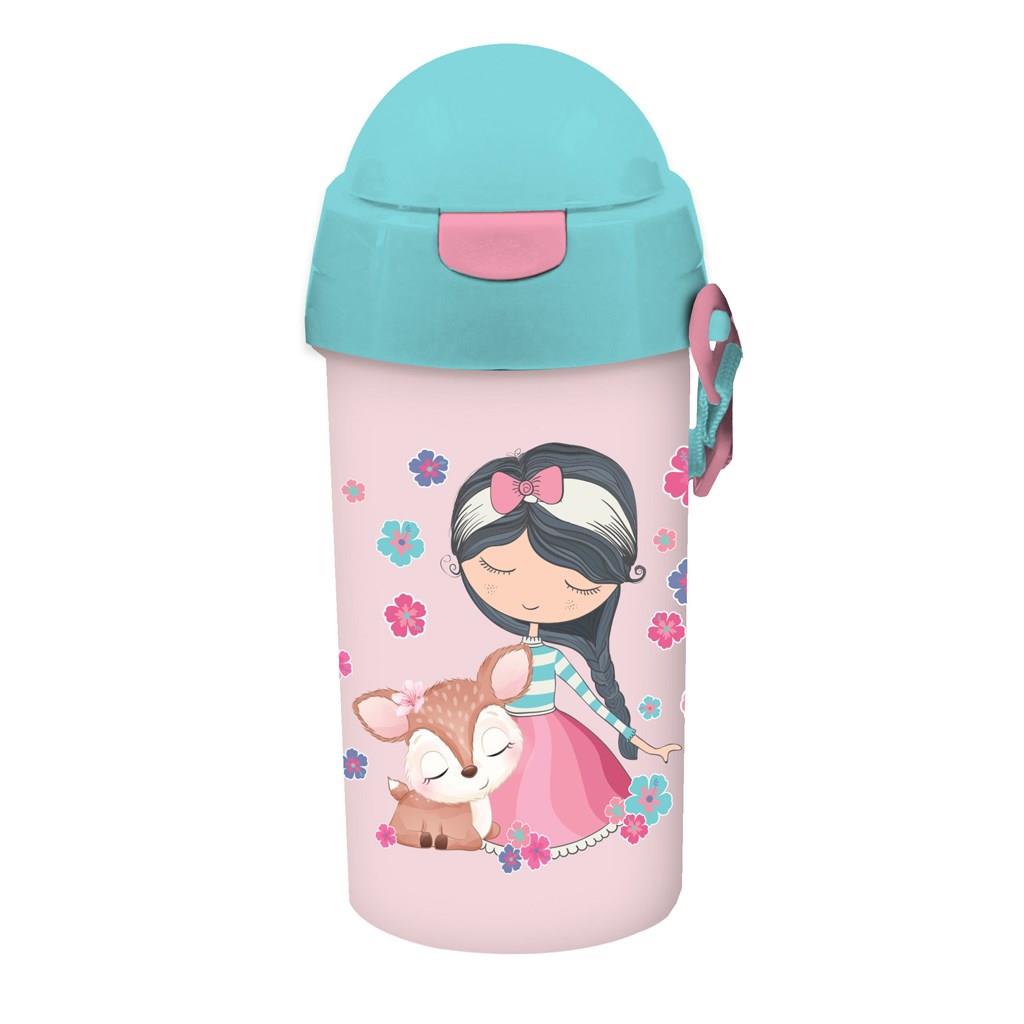 DEERLY Bouteille d’eau Plastique 500ml Pour Fille Motif Deerly Must – Image 1