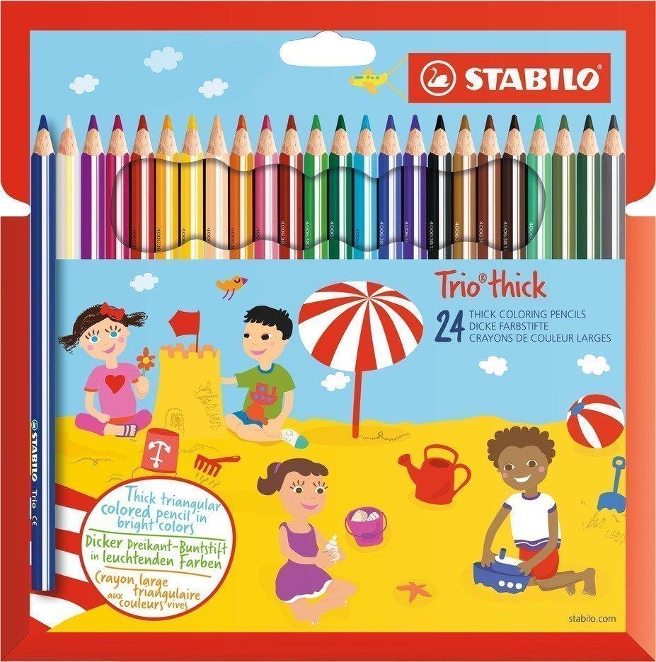 STABILO Pochette Crayons de 24 couleur Trio triangulaires STABILO – Image 1