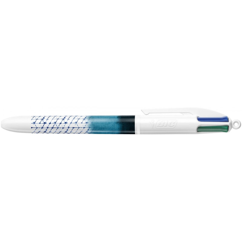 stylo-bic-4-couleurs-tie-and-dye-grillage- Stylo bille de 4 couleurs Motifs colorés BIC – Image 1