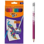 Pochette de 12 Crayons Couleurs Evolution Illusion Avec Gomme BIC Kids