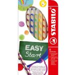 Pochette Crayons de 6 couleur Easy Start pour gauchers, corps triangulaire avec grip, STABILO