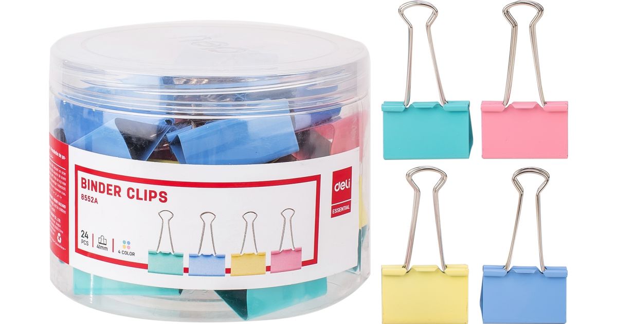 binder-clips-41mm-deli-24-pieces-og-19331 Binder Clips 41mm Deli 24 Pieces – Image 1