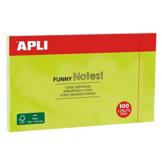 bloc-notes-adhesif-125×75-vert-vif-apli Bloc-Notes Adhésif 125X75 Vert Vif - Apli – Image 1