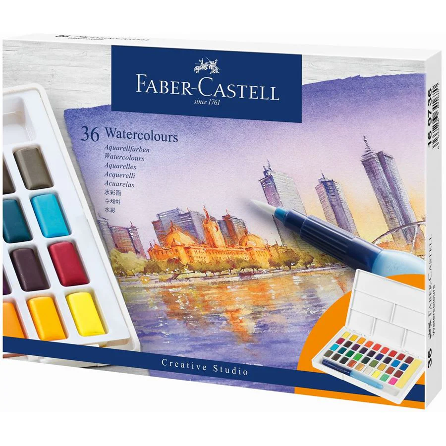 aquarelle-boite-36-demi-godets-de-peinture-6933256641670-921482 Boite de 36 Aquarelles Faber-Castell – Image 1