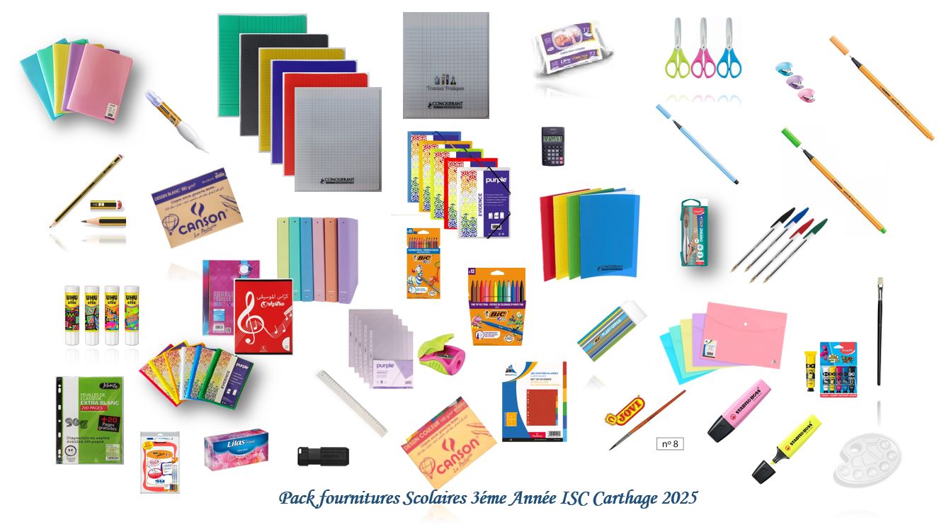 A-Pack fournitures scolaires 3éme ISC Carthage 2026-2027