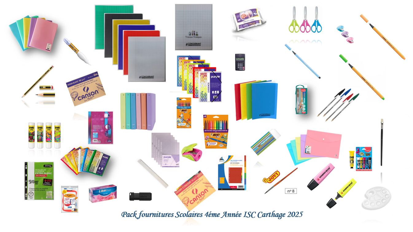 A-Pack fournitures scolaires 4éme ISC Carthage 2026-2027