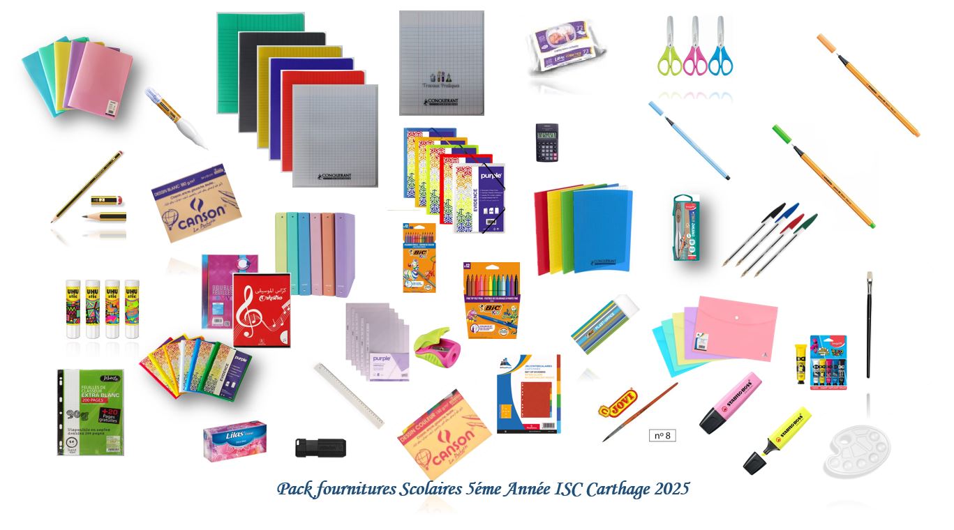 A-Pack fournitures scolaires 5éme Année ISC Carthage 2026-2027