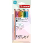 POCHETTE DE 12 CRAYONS AQUAREL PASTEL STABILO