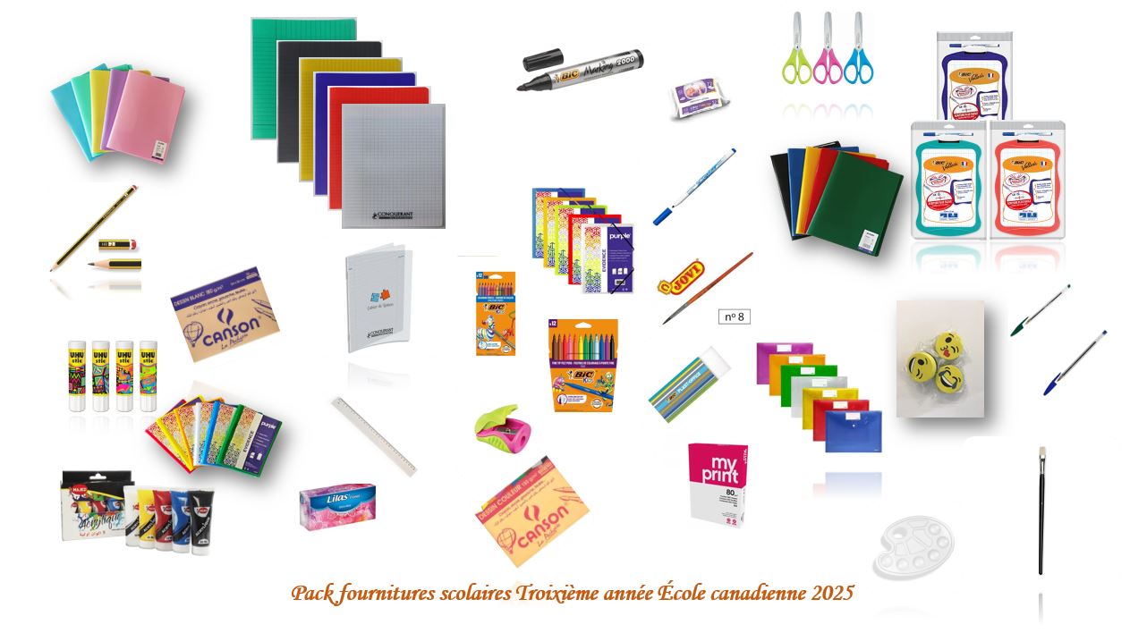 Capture4 A-Pack fournitures scolaires Troisième année Ecole canadienne 2025 – Image 1