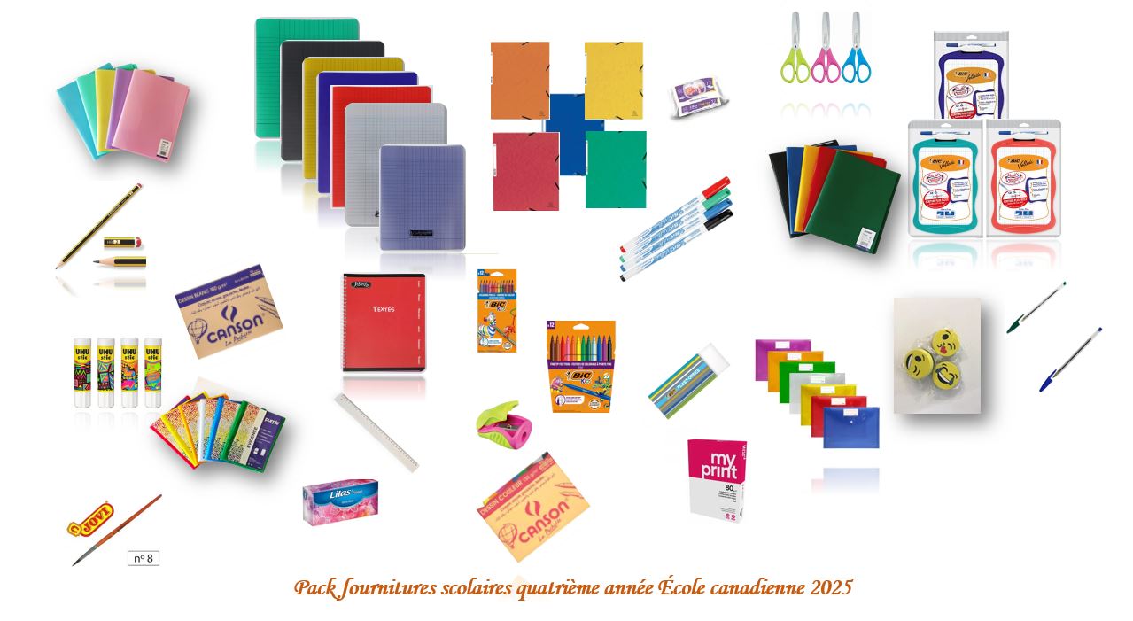 Capture44 A-Pack fournitures scolaires quatrième année Ecole canadienne 2025 – Image 1