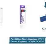Pack tableau blanc magnétique 60*90 + Pochette marqueurs + Chiffon GRATUIT