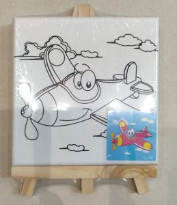Tableau Toile Imprimé 15*15cm +Chevalet +Pinceau +Acryliques FA800-94 – Image 2