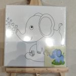 Tableau Toile Imprimé 15*15cm +Chevalet +Pinceau +Acryliques FA800-94