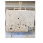 Tableau Toile Imprimé  30*40cm +Chevalet +Pinceau +Acryliques  FA800-90