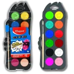 Palette de 12 pastilles de peinture gouache avec pinceau Maped